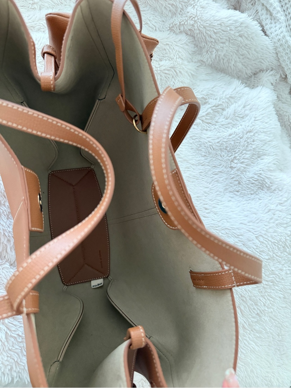 Polene Paris Full Size Cyme Tote in Textured Camel - w/ Original Box & Dust Bag - Picture 10 of 13